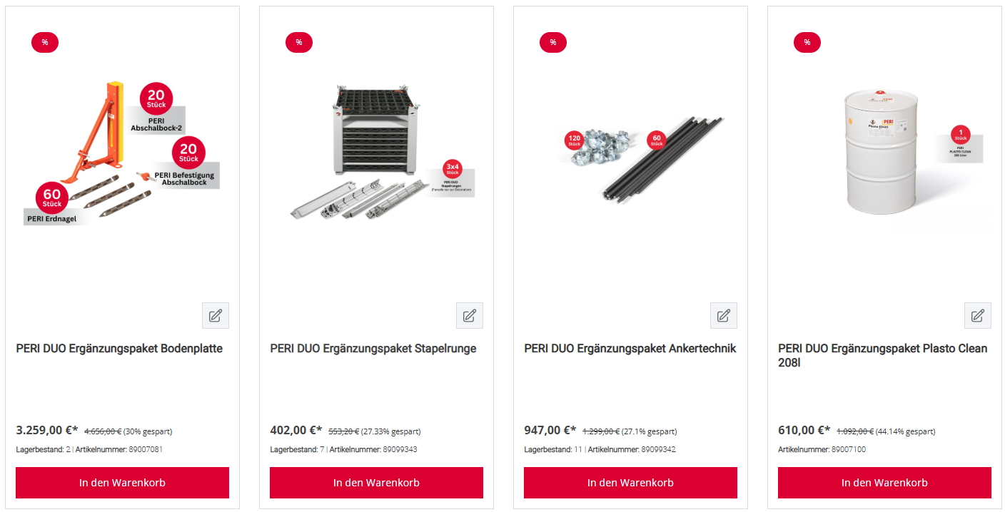 PERI DUO Ergänzungspakete 2